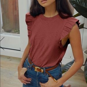 NWT Nation LTD Paulette Ruffle Tank in Rusted Rose